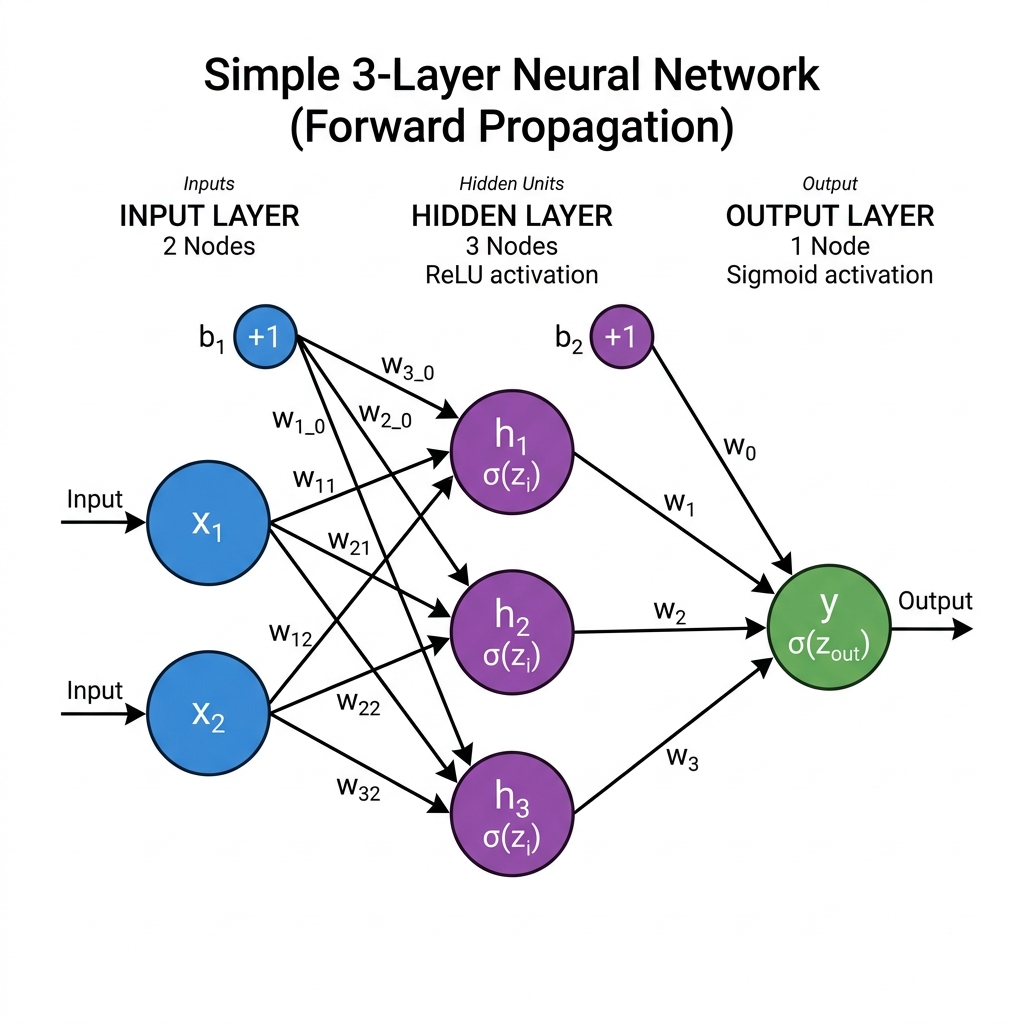 Simple 3-Layer Neural Network showing Forward Propagation